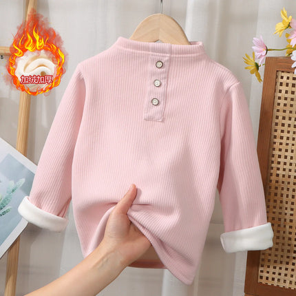 2025 New Kids Fleece Shirt Winter Warm Tops Boys Girls Fashion Casual Crewneck Tee Baby Thermal Clothes Trendy Outfit