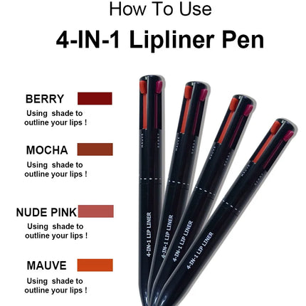4 in 1 Long-lasting Vegan Makeup Pen Face Eye Makeup Beauty Pencil Eyebrow Eyeliner Lip Liner Highlighter Pen