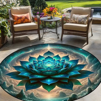 Lotus Shaped Printed Circular Floor Mat Carpet Cushion Yoga Meditation Cushion Circular Carpet Home Decoration