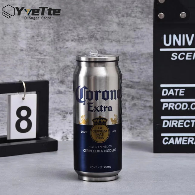 500ML Termos Beer Cup 304 Stainless Steel Car Thermos Cola Can Laser Printing Botella De Acero Inoxidable Ninos Garrafa Termica