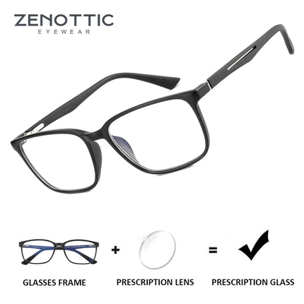 ZENOTTIC Square Prescription Glasses Anti Blue Light Photochromic optical Eyeglasses with Myopia Hyperopia Progressive Lens
