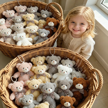 12-500Pcs Mini Bears with Bow Tie Plush Stuffed Tiny Bears Doll Bulk Small Animal for Graduation Gift Birthday Gifts Party Favor