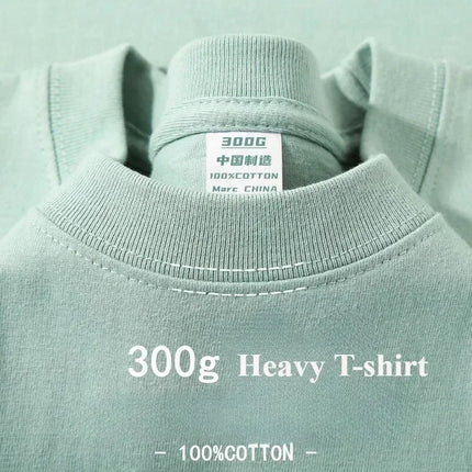 Summer Cotton Heavy Duty 300g American Pure Cotton Short-Sleeve T-shirt Men's Casual Base Top Oversized T-Shirt