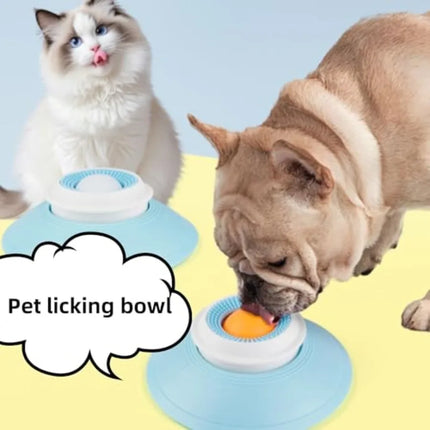 Dog Lick Bowl with Rolling Ball, Dog Licking Bowl for Liquid Food, Anxieties Relief Slow Feeder, Cat Treat Dispenser Licks Toys