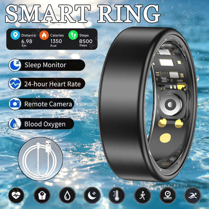 Smart Ring Blood Pressure Heart Rate Sleep Monitoring Smartring IP68 & 5ATM Waterproof Multi-sport Mode Smartring Man Women 2026