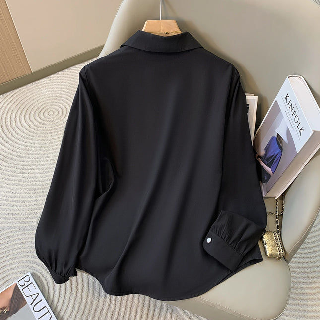 2026 Plus Size Blouses For Women Spring New Solid Long Sleeve Shirts Korean Fashion Ladies Blouse Simple Female Clothing Tops
