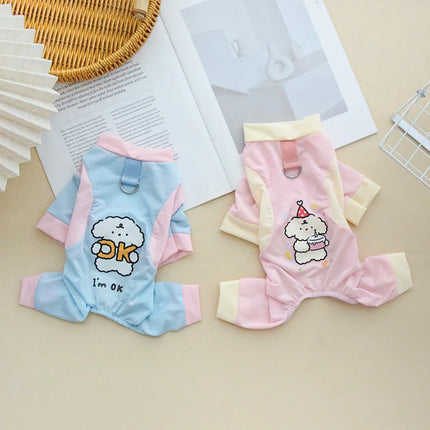 Pet Cool Breathable Cool Clothes Cat and Dog Ice Silk Cooling Four Leg Clothes Strap Traction Rope Buckle Outdoor Dog Clothes