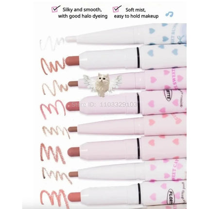 FLORTTE Dual-ended Lip Liner Pencil Natural Matte Cute Animals Nude Lipstick Pen Long Lasting Lip Gloss Korean Cosmetic Make Up