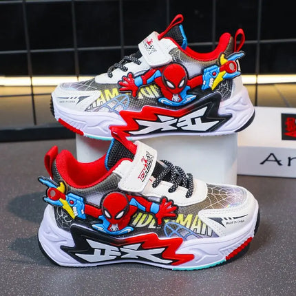 Kids'Casual Shoes Mesh Spider-Man Spring Shoes For Boys Flat Outdoor Basketball Anti-slip Breathable Blue Red Shoes Size 27-38
