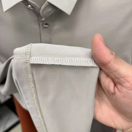 High-End Men's Short-Sleeved Polo Shirt Lapel Button Bee Embroidery Spring Casual Elegant T-Shirt Simple Business Men's Clothing