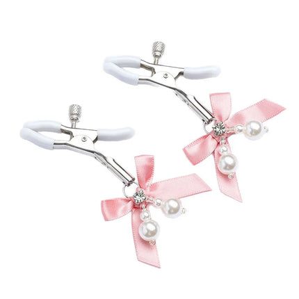 1Pair Sexy Bowknot Adjustable Nipple Clamp Breast With Pearl Bdsm Small Bell Adult Fetish Flirting Teasing Sex Toys For Couples