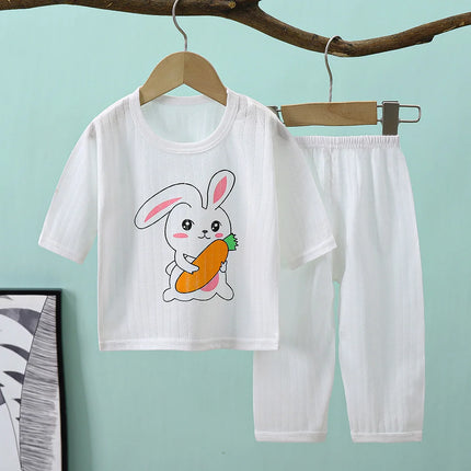 2PCS/Set Summer Children Clothes Girls Boys Cartoon Cute Casual Short Sleeve Cotton Baby Tops+Pants