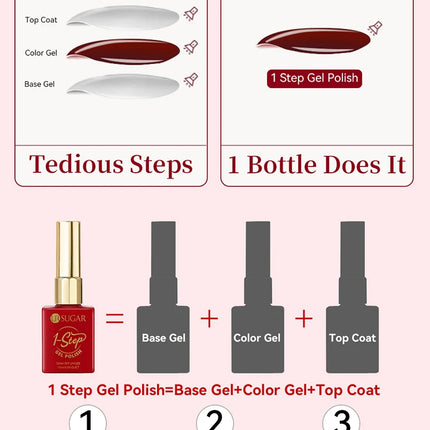 UR SUGAR 15ml 1-step Gel Polish 3 IN 1 Gel Nail Polish Pink Colors Nail Art Soak Off LED UV Gel Nail Varnishes For Nail DIY Arts