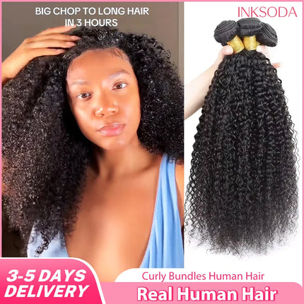 Promotional Sale 10-38 Inch Natural Color Jerry Curly Human Hair Bundles And Weaves Unprocessed Brazilian Human Hair Weave Bundles 1-4PCS Raw Hair Bundles Weave Extensions Hair Extensions Materials  For Women Natural Black So