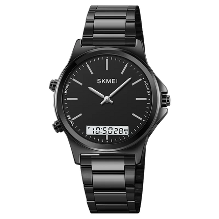 SKMEI 2120 Digital Quartz Watch for Men Waterproof Sport Dual Display Stainless Steel Mens Wristwatches Alarm Clock Reloj Hombre