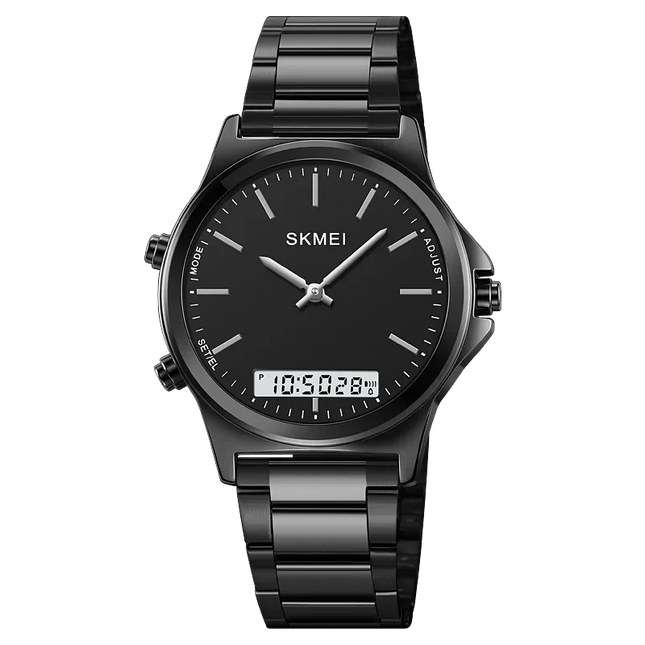SKMEI 2120 Digital Quartz Watch for Men Waterproof Sport Dual Display Stainless Steel Mens Wristwatches Alarm Clock Reloj Hombre
