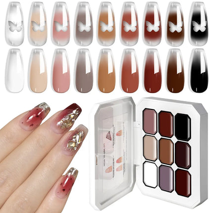 LIMEGIRL 9 Color Gradient Painting Gel Nail Art Gradient Color DIY Design Gel Quick Flower Paint Engraving Gel Nail Polish