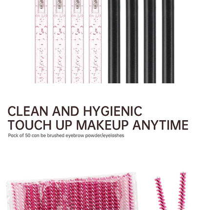NEW 50Pcs Makeup Eyelash Brushes Disposable Crystal Eyebrow brush Diamond Handle Mascara Wand Applicator Lashes Extension Tools