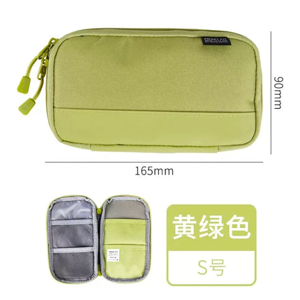 Lihit Lab Large Capacity PU Waterproof Pencil Case Big Pen Holder, Fabric Stationery & Sundry Bag for School Students