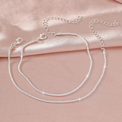 LATS Shiny Sparkling Simple Anklet for Women Gold Silver Color Elegant Jewelry Female Beach Ankle Bracelet on Foot Party Gift