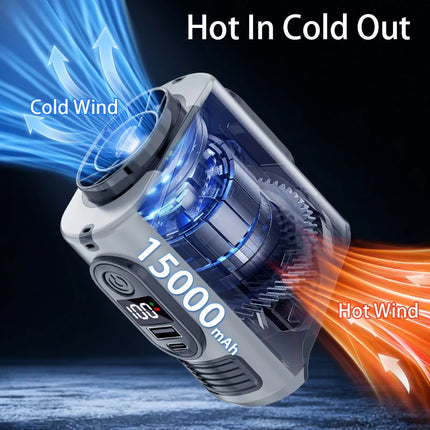15000mAh Portable Waist Fan Hanging Neck Fan 5 Speed Strong Wind with LED Lighting for Sports Courier Outdoor Working