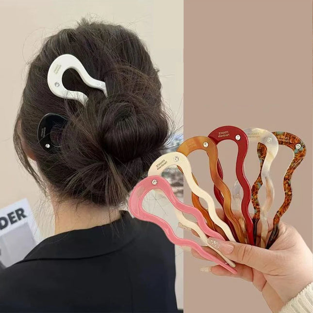 1pc Elegant Minimalist U-shaped Acetate Hairpin for Buns, 2025 New Style Hair Accessory
