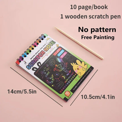 10pcs Children Scratch Montessori Painting Drawing Toys DIY Paper Cartoon Art Education Montessori Children Kids Baby Toy Gifts