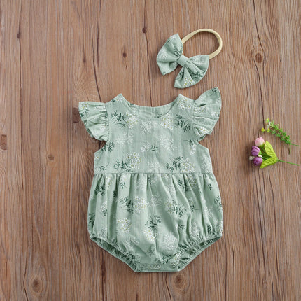 Newborn Baby Girls Rompers Ruffle Cotton Baby Girl Clothes Spring Summer Print Jumpsuits 2pc Outfits Sunsuit Baby Clothing