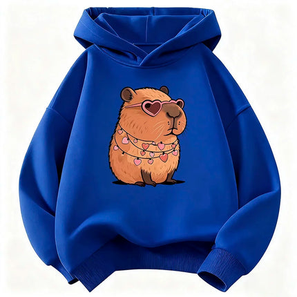 Streetwear Capybara Printed Hooded Kids Children's Sweatshirt Cute Hoody for Boys Girls Autumn Spring Casual Hoodies