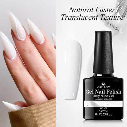 8ml Jelly Milky White Gel Nail Polish Translucent Pure Color UV Gel Polish Semi Permanent Soak Off Varnish Manicure Nail Art DIY