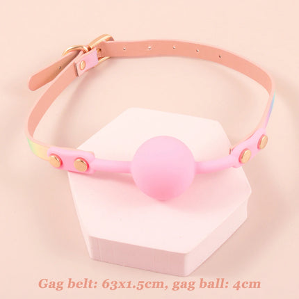 SM Bondage Luxury Set For Women Sex Toys Rainbow Leather Handcuffs/Blindfold/Collar/Gag Sex Bondage Fetish for Couples BDSM Toy