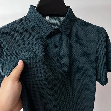 Brand Clothes Summer New Men's Short Sleeve T-shirt Ice Silk Cool and Breathable POLO Shirt Business Casual Sweat-absorbing Top
