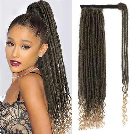 Clip In Dreadlock Ponytail Extensions Faux Locs Twisted Hairpiece for Black WomenGoddess Locs Wrap Around Synthetic Fake Pony Ha