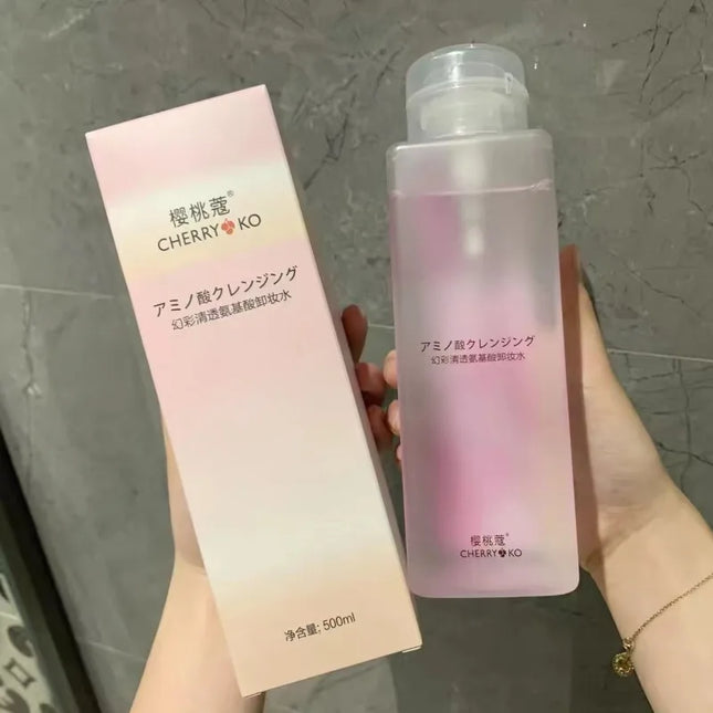 Gentle Amino Acid Makeup Remover for Eyes Lips Face - Press Pump Bottle Makeup Removal Water, Triple Cleansing Solution