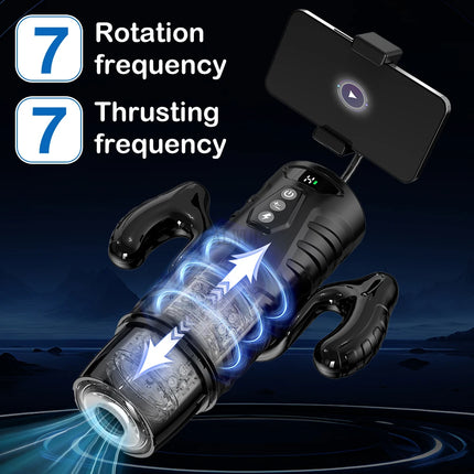 Automatic Masturbator for Men Telescopic Rotation Masturbation Cup with Handle Phone Stand Adult Goods Sex Toy for Men 18+