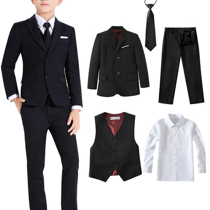 Boys Suits Colorful Formal Suits 5 Piece Slim Fit Dresswear Suit Set School Uniforms