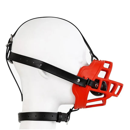 Leather Mask Silicone Mouth Oral Gag Set Head Face Bondage Harness Ball Bite Gag Fetish Restraint Sex Toy Slave Couple Game