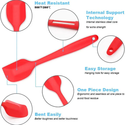 LMETJMA 27 cm Silicone Spatula Heat Resistant Non-Stick Flexible Spatulas Scrapers Baking Cooking Spatula Mixing Tool KC0448