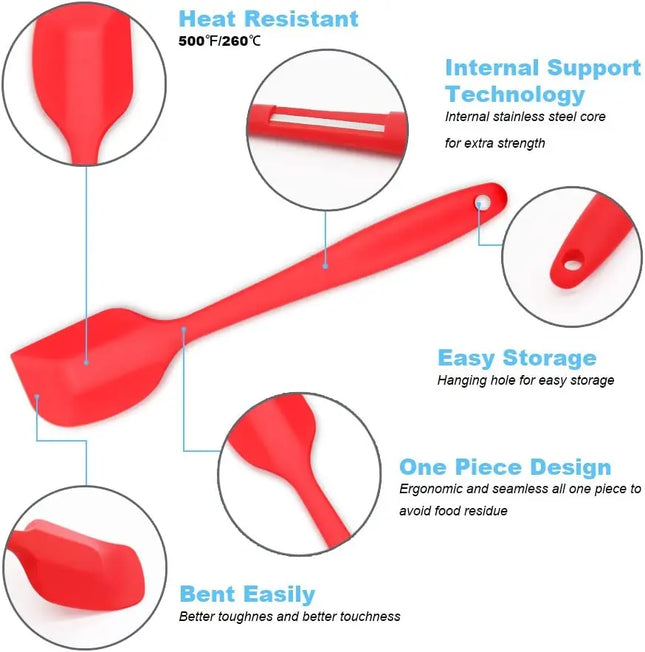 LMETJMA 27 cm Silicone Spatula Heat Resistant Non-Stick Flexible Spatulas Scrapers Baking Cooking Spatula Mixing Tool KC0448