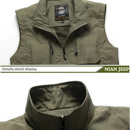 Men's Quick Dry Thin Casual Vest Lightweight Breathable Outdoor Fishing Photography Multi-Pocket Comfortable Vest Top