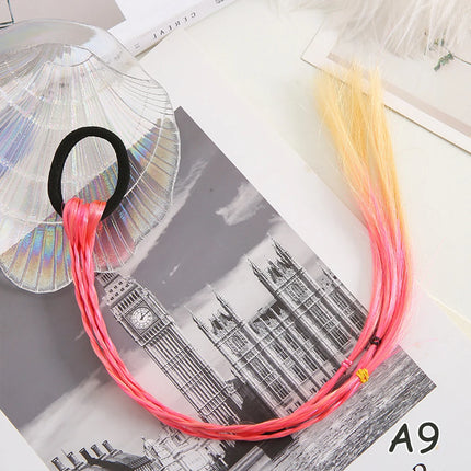 Girls Synthetic Colorful Braids Hair Extensions With Rubber Bands Rainbow Braided Hairpieces Ponytail Hair Accessories For Girls