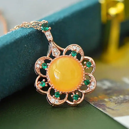 Natural Amber Necklace Chokers Women Healing Gemstone Fine Jewelry Genuine Baltic Amber Tumbled Stone Beaded Necklaces