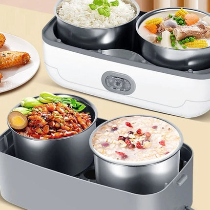 Electric Lunch Box Multifunction Double Layer Stainless Steel Liner Portable Food Heating Box For Home Office Travel