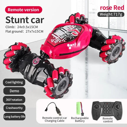 Gesture Sensing Dual Control Twist Car Double-Sided Drift Stunt Rechargeable Remote Toy with LED Lights - Perfect Gift for Kids