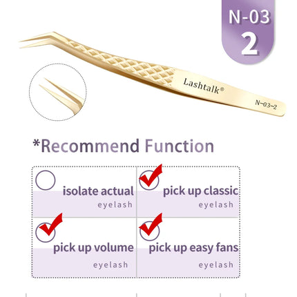 Lashtalk Precision Fiber Tip Tweezer Eyelash Extensions Diamond Grip Anti-Slip Premium Gold Stainless Steel Makeup From Nagaraku