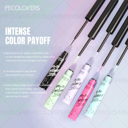 1PC Matte Colored Liquid Eyeliner Pen, Quick Drying, Smooth, Black/brown/blue, for A Charming Halloween Christmas Eye Makeup