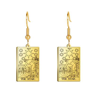 Classic Tarot Cards Stainless Steel Drop Earring for Women Sun Moon Star Lovers Divination Tarot Jewelry Birthday Gift
