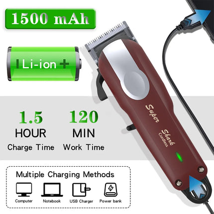 Professional Hair Clipper Powerful Lithium Battery USB Chargeable Trimmer LED Display Home Man Beard Shaver Hair Cutting Machine