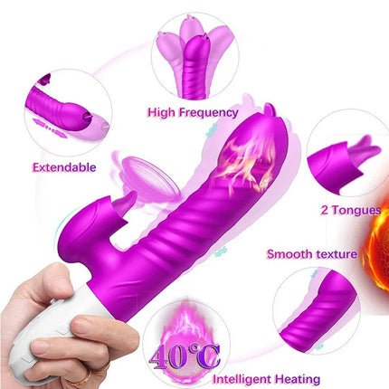 Thrusting Vibrator for Women Licking G Spot Clitoral Nipple Stimulator Heating Realistic Dildo Masturbation Adult Sex Toys