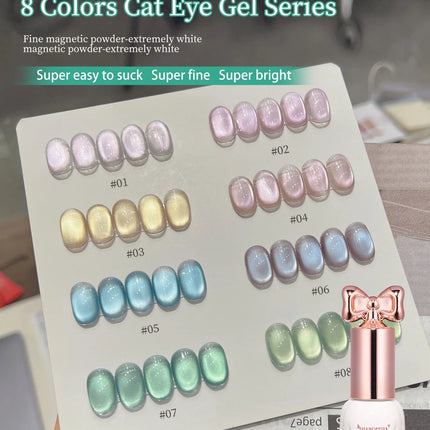 10ml Sweetheart Cat Magnetic Gel Nail Polish Soak Off UV/LED Nail Varnish Sparkling Glass Bead Cat Eye Gel Effect Nail Salon DIY